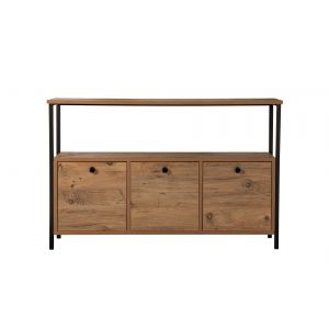Console en bois "Solace" - 120 x 29 x 77 cm - Pin atlantique Noir - Neuf