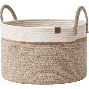 Mevronisshop-La Jolie Muse Paniers De Rangement En Corde Tress&eacute;e - Grand Panier En Coton, Panier &Agrave; Linge Pour Ranger Couvertures, Jouets Pour Enfants, Panier De Buanderie Pour V&ecirc;tements B&eacute;b&eacute; - Neuf