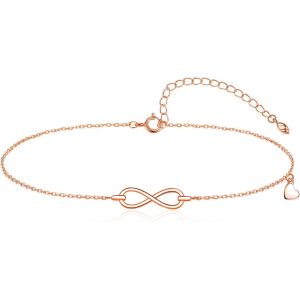 Kal-Bracelet De Cheville En Argent Sterling 925 Pour Femme - Réglable - 22 + 5 Cm - Design Infini - Étoile De Mer - Pieds Nus - Bracelet De Cheville Pour La Plage - Neuf