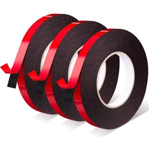3 Rouleaux Ruban Adhésif Double Face Extra Fort,Imperméable,Résistant aux Hautes Températures,Adhesif Double Face,pour Exterieur,Décoration,Voiture (10m x 10mm/12mm/15mm) - Neuf