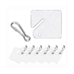 100 Pcs Porte-clés Étiquettes suspendues en plastique blanc avec mousquetons en métal,Étiquettes pour armoires à clés fendues Bo - Neuf