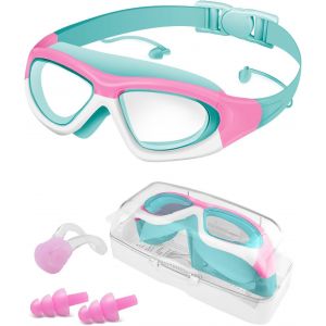 Letnerny-Lunettes De Natation Pour Enfants De 6 À 14 Ans, Anti-Buée, Anti-Uv, Anti-Fuite, Réglables En Silicone, Pour Garçons Et Filles, Large Vision Claire, Ajustement Confortable, Avec Bouchons - Neuf