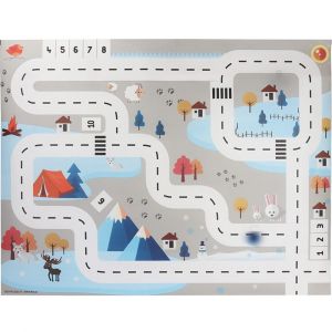 Tapis De Jeu Pour Enfants Avec Motif De Circulation Routi&egrave;re Pour Petites Voitures - 130 X 100 Cm, En Tissu Non Tiss&eacute; - Neuf