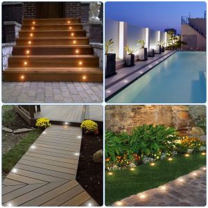 Hjlian Kit De 10 Spots Led Encastres Pour Terrasse, 0,8 W, En Acier Inoxydable 304, Etanche Ip67, 90-265 V, Prise Us - Neuf