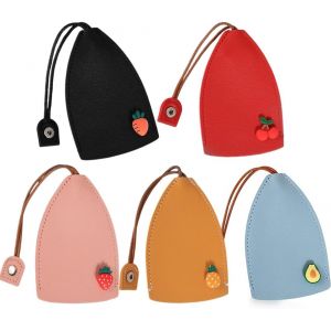 Porte Clef Cuir,Porte Clé Cuir,étui de clé Coulissant de Protection,Étui en Cuir pour Clé de Voiture,Portable Grande Imperméable Capacité Mignon Cerf Étui à Clés en Cuir PU 5 pièce - Neuf