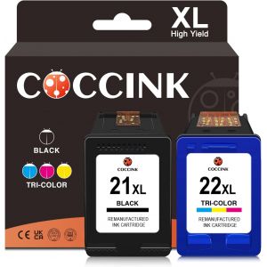 TEPPA-pour HP 21 XL 22 XL Cartouches d'encre Remplacement 21XL 22XL OfficeJet 4315 5610 Fax 1250 3180 Deskjet F380 F370 3930 D2360 D2460 F2180 F2224 F2280 F4180 PSC 1401 1406 1410 Imprimante - Neuf