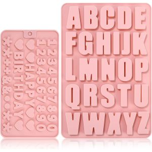Kalanka-Lot De 2 Moules En Silicone 3d En Silicone Avec Chiffres Et Lettres De L'alphabet - Moules En Silicone - Joyeux Anniversaire - Symbole De A &Agrave; Z Et 0-9 - Pour G&acirc;teaux, P&acirc;tisserie, Chocolat, Bl-Kalanka - Neuf