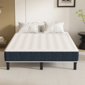 Combinaison lit matelas 120x190 cm, Matelas a mousse+ Cadre de Lit en Fer, Comprenant 9 pieds, Epaisseur du matelas 15 cm - Neuf
