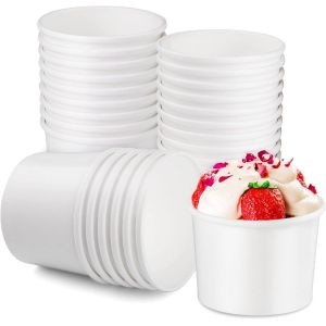Checarzhn--No1-Lot De 25 Tasses À Soupe Jetables De 12 Oz Avec Couvercle, Gobelets En Carton Avec Couvercle, Gobelets En Papier À Glace, Micro-Ondes Et Aliments Surgelés, Rangement Revêtement Anti-Fu - Neuf