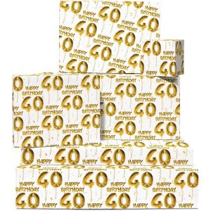 Papier cadeau d'anniversaire pour homme - 6 feuilles de papier cadeau - Papier cadeau 40e anniversaire - 40 ans quarante - Cadeaux pour femme - Ballon d'anniversaire - Par - Neuf