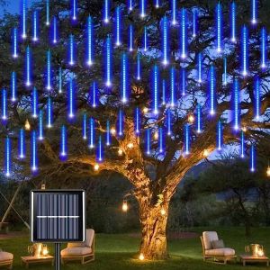 Kal-Lumières Solaires De Pluie De Météores, Guirlandes Lumineuses Ip65 Imperméable Lumières De Noël Avec Tubes De 30 Cm, 8 Tubes, Total 240 Led Pour Décoration De Arbre Mariage Intérieur Fête Jardin - Neuf