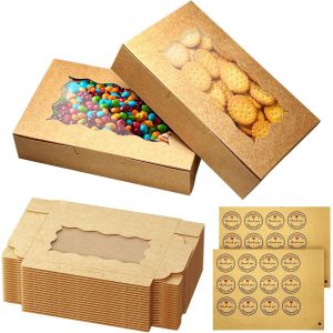 20 Boîtes À Biscuits Avec Fenêtre D'observation,Boîte-Cadeau Avec Fenêtre D'observation De 18 * 11 * 4cm,Carton Avec 12 Autocollants,Boîte D'emballage Jetable Pour La Fête De Mariage D'anniversaire - Neuf