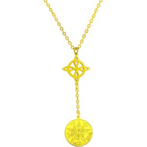 Kal-Collier Pour Femme Avec Pendentif Long Symboles Spirituels, N?ud De Sorcière, Tétragramme, 7 Chakras, Yoga, Reiki, Méditation, Amulette - Neuf