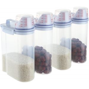 LETNERNY-4 Pcs 2L Bocaux De Stockage, Boîte De Stockage Hermétique, Récipients En Plastique Sans Bpa Avec Gobelet Gradué, Boîte Alimentaire Hermétique - Neuf