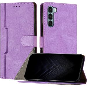 KAL-&Eacute;tui Pour Motorola Moto G200 5G / Edge S30, Housse En Cuir Pu Avec [Protection Antichoc Tpu] [Fonction Support] [Porte-Cartes ] Antichoc Magn&eacute;tique Coque Pour Moto G200 5G - Violet - Neuf