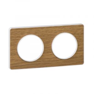 Schneider Electric - Odace Touch, Plaque Bois Naturel Liser&eacute; Blanc 2 Postes Horiz./vert. 71mm (s520804n) - Neuf