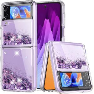 Kal-Coque Samsung Galaxy Z Flip 3 5g Coque Liquide Quicksand Avec Paillettes Transparent Silicone Souple Ultra Fine Tpu Antichoc Coque Pour Samsung Galaxy Z Flip 3 5g - Violet - Neuf