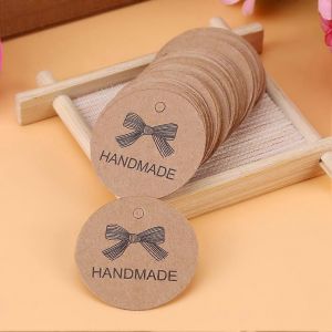 Fait À La Main Marron Hang Label Faveur De Mariage Cadeau Dessert Bijoux Étiquette De Prix - 100pcs - Neuf