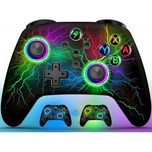 Manette Switch Pro Pour Switch/Lite/Oled,Android/Ios/Pc,1000mah Manette Switch Sans Fil Avec 6 Axes/Programmation/Double Vibration/Turbo/Wake Up/Lumière Led Réglable/Capture D'écran - Neuf