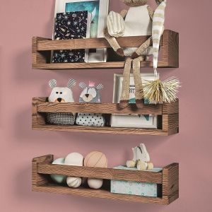 Lot De 3 Étagères Murales en Bois, Bibliothèque Montessori Rangement Tablette Livre pour Chambre et Décoration Enfant. 41 cm, Blanc - Neuf