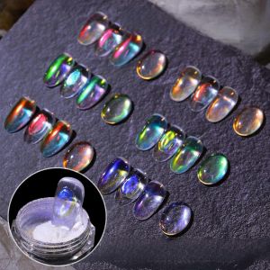 1 Bo&icirc;te De Poudre A Ongles Transparente Effet Miroir Arc-En-Ciel Ice Laser Magic Aurora, Pigment Uv, Poudre Chromee, Decorations Pour Ongles - Ref. : 2056 - Neuf