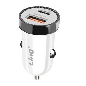 Chargeur Allume-Cigare Voiture 38 W Power Delivery + USB Quick Charge LinQ Blanc - Neuf