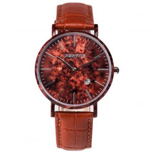 Montre En Alliage À La Mode Cadran Rond Affichage Analogique Quartz Hommes Montre-Bracelet (Rouge) - Neuf