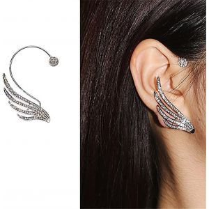 Kal-1 Pièce Boucles D'oreilles Diamant Bijoux Femme,Argent Sterling 925,Boucles Doreilles Vintage Ailes D'anges Non Percée Boucles D'oreilles Clips Cadeau De Fête Des Mères D'anniversaire Saint Valen - Neuf