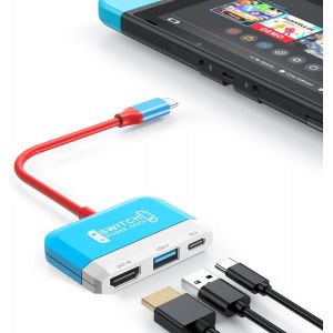 3 in 1 Mini TV Switch Docking Station with USB 3.0 HDMI 4K USB 3.0 Port USB 3.0,Charge USB C PD 100W,Portable Travel Dock for Switch - Neuf