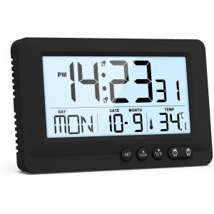 R&eacute;veil num&eacute;rique, r&eacute;veil avec affichage de la temp&eacute;rature et calendrier, affichage 12/24 heures, deux r&eacute;glages d'alarme ind&eacute;pendants, fonction snooze, fonctionnement &agrave; piles, r&eacute;veil de voyage - Neuf