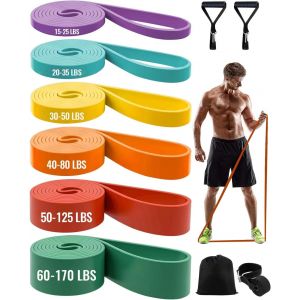 &Eacute;lastique Musculation - Ensemble De 3 Bandes De R&eacute;sistance Avec Ancrage De Porte Pour Entra&icirc;nement Pilates, Yoga, Stretching, R&eacute;&eacute;ducation Physique Et &Eacute;lastique Musculation Traction - Neuf