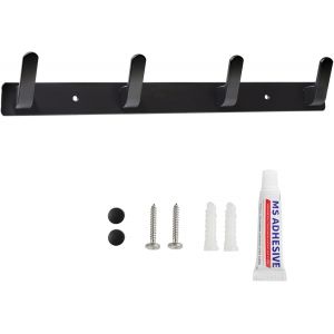 Porte Manteau Mural Pat&egrave;re Murale avec 4 crochets pour entr&eacute;e salle de bain cuisine deux m&eacute;thodes d'installation - Neuf