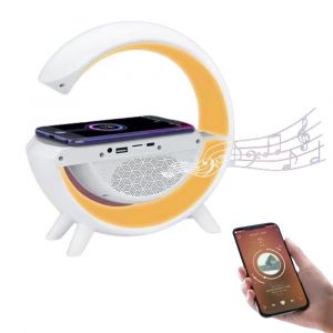 Enceinte Bluetooth avec chargement sans fil et veilleuse LED pour une utilisation de chevet - Neuf