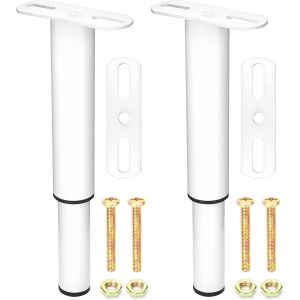 Cap-® 2 Pcs Pieds Pour Sommier À Lattes, Pied De Lit Robuste Réglable 18-33 Cm (Blanc) - Neuf