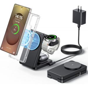 Chargeur Sans Fil Magn&eacute;tique Pliable 3 En 1 Pour Samsung, Station De Charge Rapide Mag-Safe Pour Galaxy S25 S24 S23 Ultra Plus/Z Fold/Flip 7/6/5, Support De Chargeur Pour Galaxy Watch Ultra/[Z2184] - Neuf