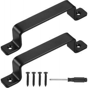 Poign&eacute;e De Porte Coulissante,2 Pi&egrave;ces Poign&eacute;es De Porte De Grange En Fonte Avec Vis Et Tournevis,Id&eacute;al Pour Portes De Placard,Tiroir,Armoire,Ext&eacute;rieur,Noir 190 Mm - Neuf