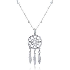 Kgabery-Collier Atrape-Rêves En Argent Massif 925 Pour Femme,Ado,Fille,Ras Du Cou Pendentif Plumes Avec Chaîne 40 Cm+ 5 Cm,Bijoux Boho,Boîte Cadeau - Neuf