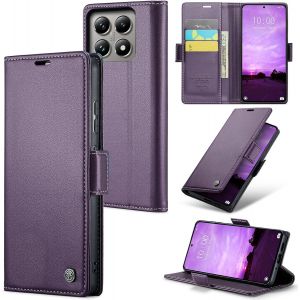 Maa-Coque Pour Xiaomi 14t, Étui Housse En Rfid Protection Premium Pu Cuir Portefeuille Rabat Case Magnétique Stand Antichoc, Étui Case Pour Xiaomi 14t, Violet - Neuf