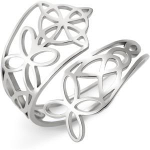 Kahfl-Anneau Noeud De Sorcière Pour Femme Anneau Ouvert Noeud De Sorcière Bijoux Noeud Irlandais Bijoux Irlandais Wiccan En Acier Inoxydable Anneau Ouvert Ajustable Pour Le Pouce - Neuf