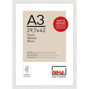 CMWX-cadre photo, 29,7 x 42 cm (A3), bois, Blanc, cadre affichepour accrocherau format paysage et portrait, verre synthétique, Fontana - Neuf