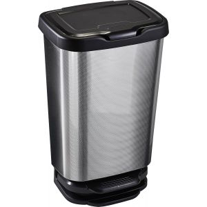 KALANKA-- Poubelle de Cuisine à Pédale 40L - Système Soft Closing, Fermeture Douce - Effet Carbone - Idéale Cuisine, Salle de Bain, Cellier - Fabriquée en Italie - Neuf