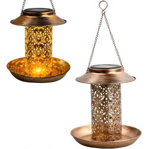 Mangeoire Solaire En M&eacute;tal Pour Oiseaux, Mangeoire D'ext&eacute;rieur Pour Oiseaux Sauvages, Mangeoire Suspendue Pour Oiseaux - Neuf