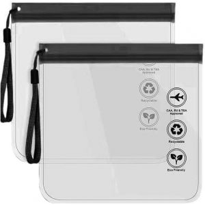 KALANKA-2 Pcs Trousse de Toilette Transparente Femme 20x20cm Kit Voyage Avion Cabine Sac à Liquide 1L Pochette Transparente Voyage Sac de Voyage Transparent Trousse Femmes & Hommes - Neuf