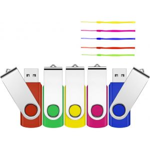 KALANKA-Clé USB 4 Go, USB 2.0 5 pièces Mini Clé USB Mémoire Stick Stockage Rotation Disque avec LED Indicateur pour L'école, Le Bureau, et la Maison (Multicolore) - Neuf