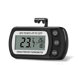 Frigidaire Numérique Réfrigérateur Congélateur Thermomètre, De -20 À 50°C De La Température Avec Crochet, Facile À Lire Affichage Lcd, Max/Min, Fonction D'enregistrement (Noir, 1 Pack) - Neuf