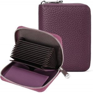 CAUC-Portefeuille Femme en Cuir V&eacute;ritable, Porte Carte de Cr&eacute;dit Femmes avec RFID Blocage, Portefeuilles pour Femmes zipp&eacute; en Petit et Format Court, Porte Monnaie Fermeture &eacute;clair - Neuf