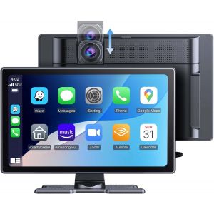 &Eacute;cran CarPlay Voiture 9"" HD IPS sans Fil Tactile Compatible avec Apple CarPlay et Android Auto,SuperLink/AirPlay,Dashcam 4K,Cam&eacute;ra de Recul 1080P,Enregistrement en Boucle,Audio Bluetooth,GPS,Siri - Neuf