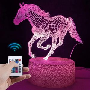 Veilleuse Cheval 3d Pour Enfants - Intensit&eacute; Variable - Avec 16 Couleurs De Changement De Couleur - Veilleuse Avec T&eacute;l&eacute;commande Et Smart Touch - Cadeau Pour Fille - Salon - Chambre &Agrave; Coucher - Neuf