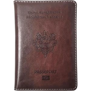 TRAHOO-Porte Passeport Housse Prot&egrave;ge Passeports Cuir Pochette &eacute;tui pour Passeport Voyage Protection Housse de Passeport (Marron) - Neuf