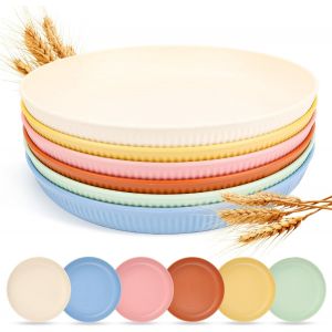 Mevronisshop-Lot De 6 Aassiettes Plastique Reutilisable - Assiettes De Camping - Assiettes Incassables De 23 Cm Vaisselle Plastique Reutilisable Passe Au Micro Ondeslave Vaisselle - Neuf